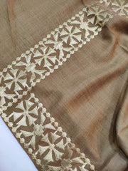 Womens Soft Wool Cashmere Shawl with Aplic Work Border Full Size RK21049 - FaisalFabrics.pk