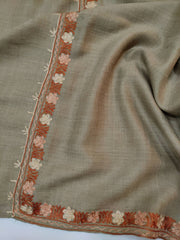 Womens Pashmina Wool Shawl with Embroidery Border work RK21053 - FaisalFabrics.pk