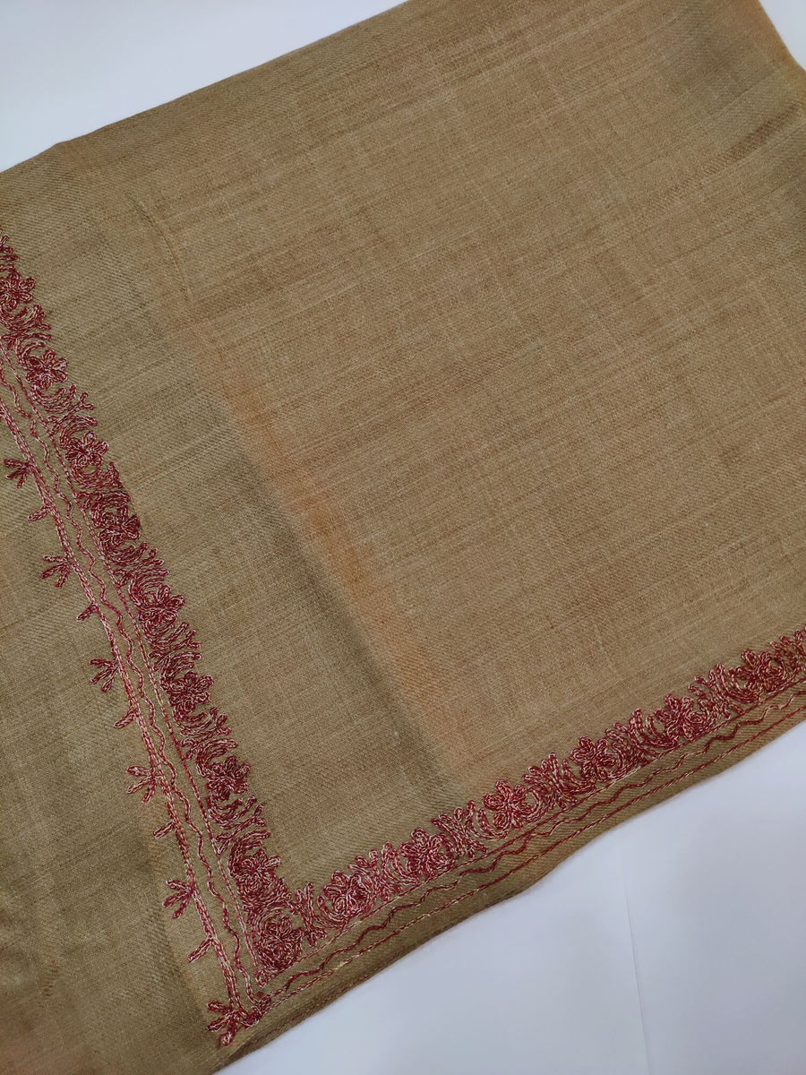Womens Pashmina Wool Shawl with Embroidery Border work RK21054 - FaisalFabrics.pk