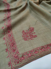 Womens Pashmina Wool Shawl with Embroidery Border work RK21055 - FaisalFabrics.pk