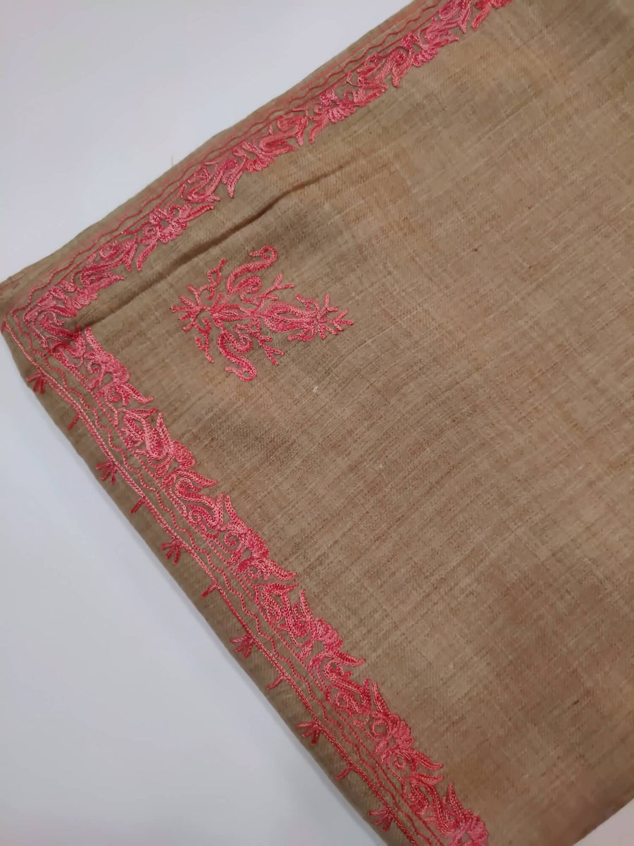 Womens Pashmina Wool Shawl with Embroidery Border work RK21056 - FaisalFabrics.pk