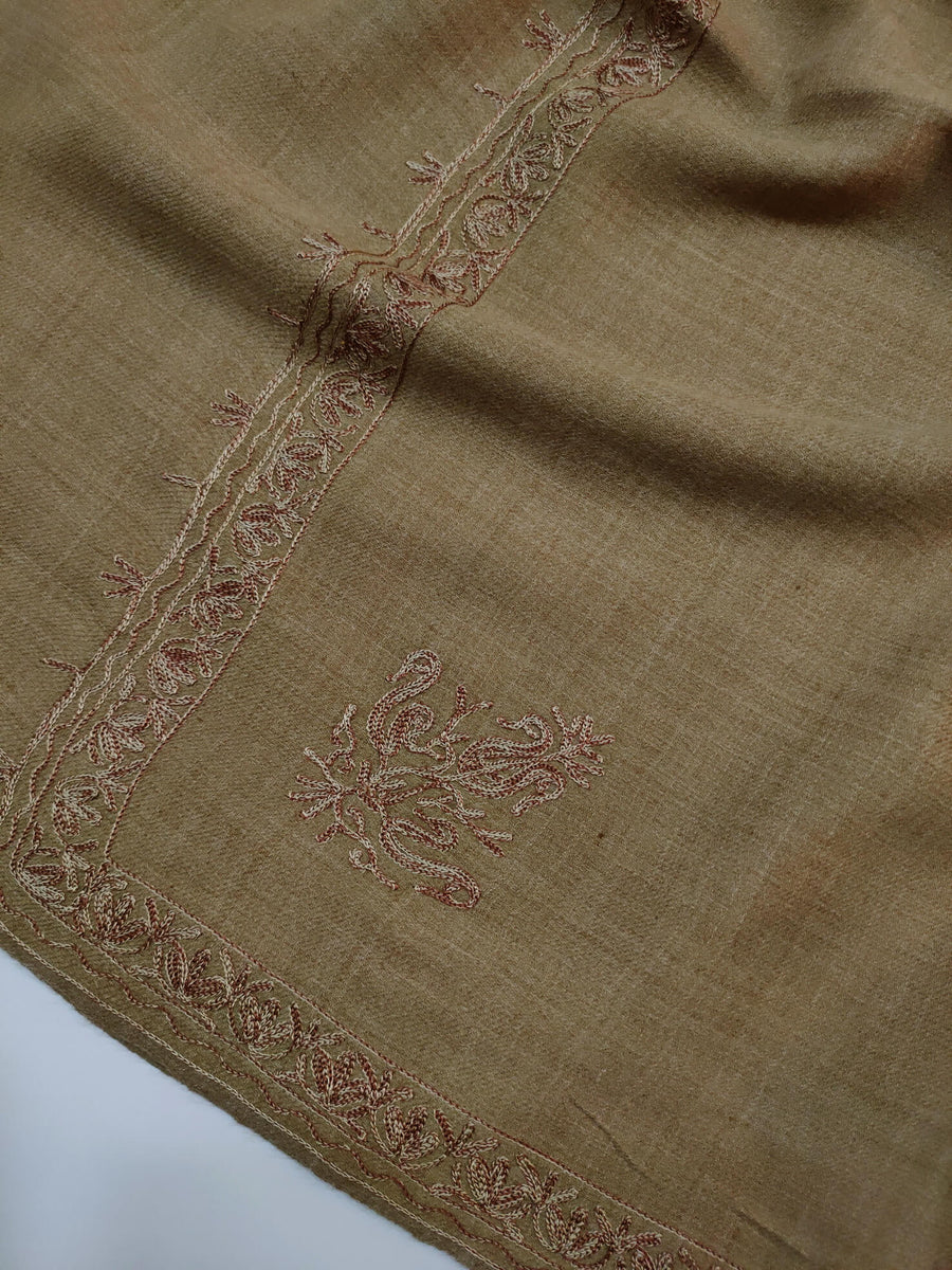 Womens Pashmina Wool Shawl with Embroidery Border work RK21060 - FaisalFabrics.pk