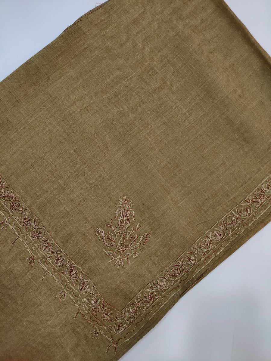 Womens Pashmina Wool Shawl with Embroidery Border work RK21060 - FaisalFabrics.pk