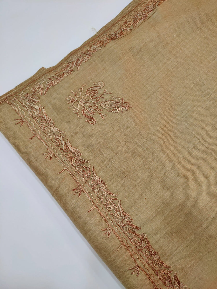 Womens Pashmina Wool Shawl with Embroidery Border work RK21064 - FaisalFabrics.pk