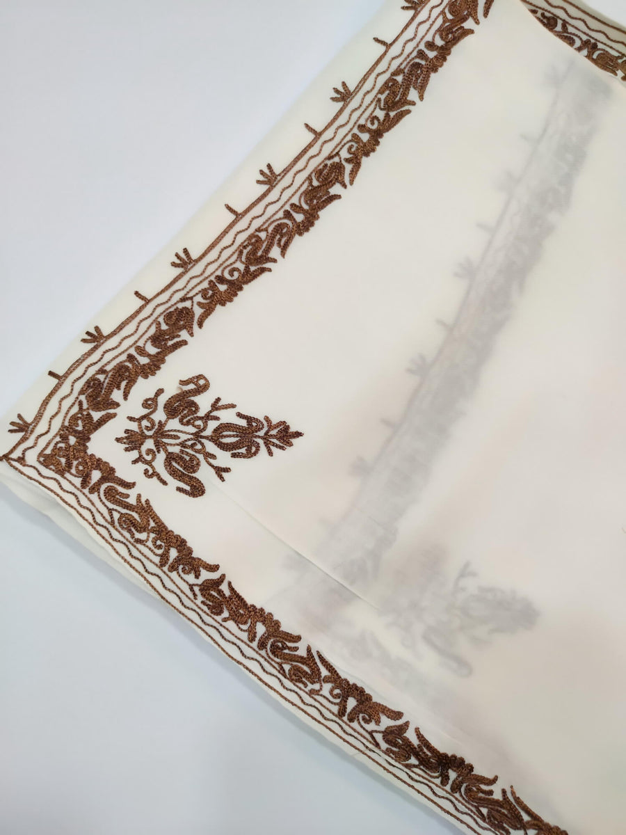 Womens Pashmina Wool Shawl with Embroidery Border work RK21065 - FaisalFabrics.pk