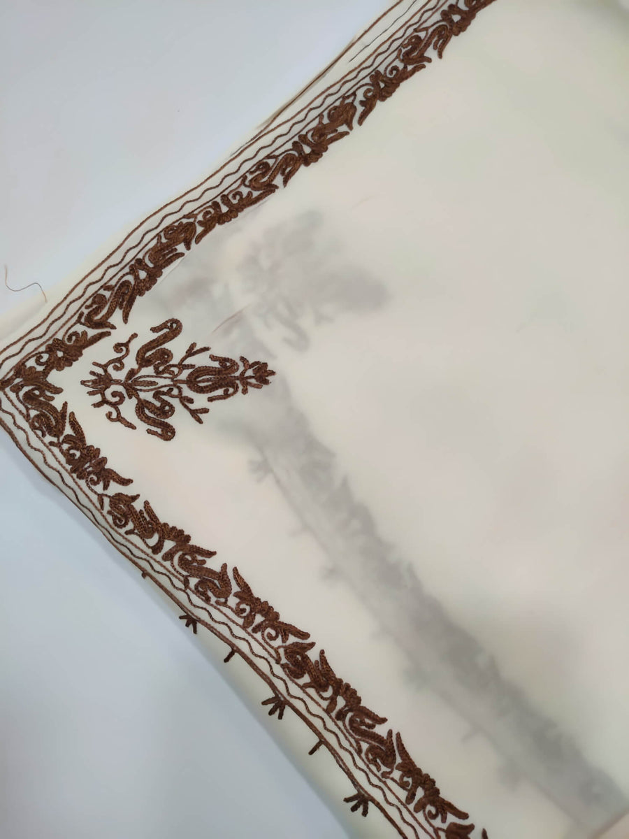 Womens Pashmina Wool Shawl with Embroidery Border work RK21065 - FaisalFabrics.pk