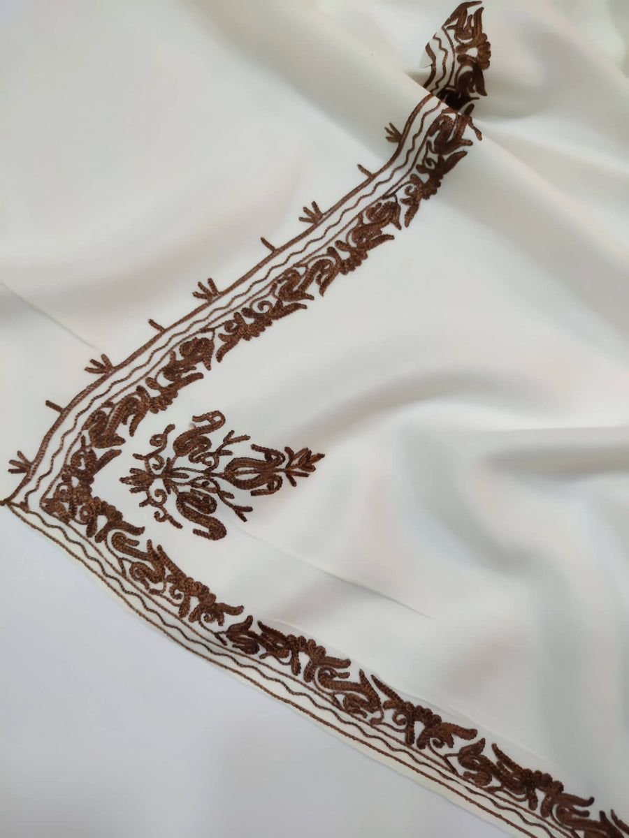 Womens Pashmina Wool Shawl with Embroidery Border work RK21065 - FaisalFabrics.pk