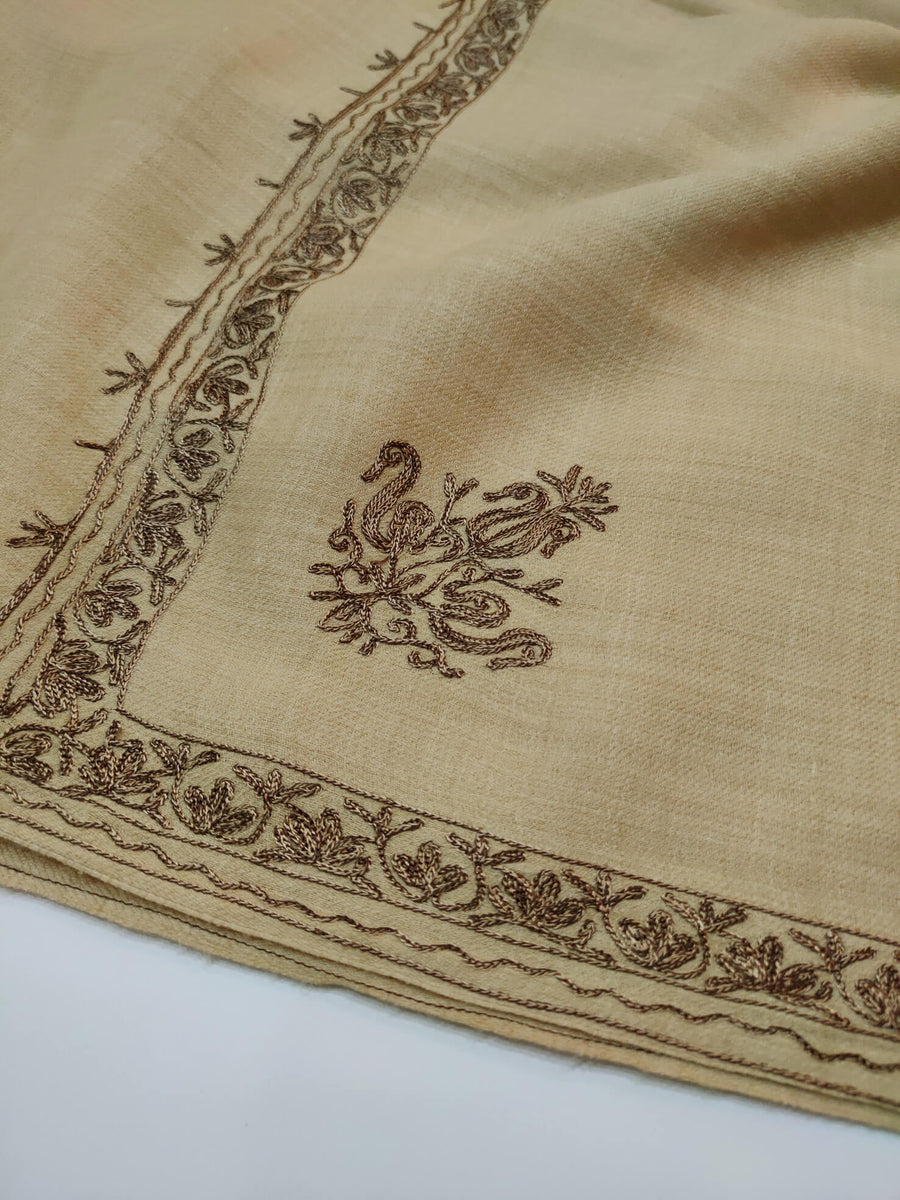 Womens Pashmina Wool Shawl with Embroidery Border work RK21066 - FaisalFabrics.pk