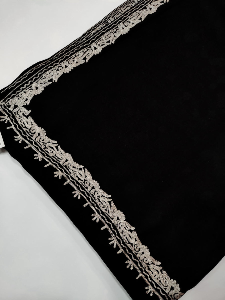 Womens Pashmina Wool Shawl with Embroidery Border work RK21067 - FaisalFabrics.pk
