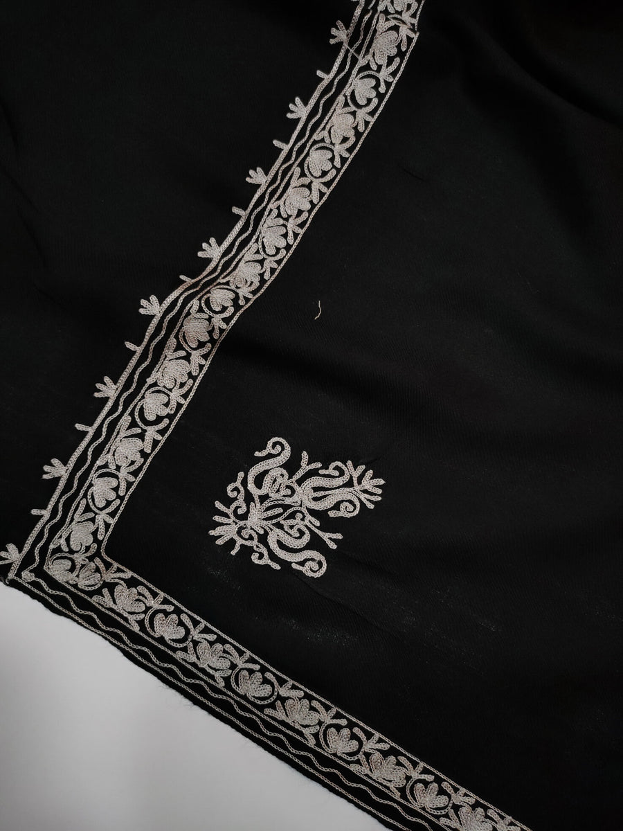 Womens Pashmina Wool Shawl with Embroidery Border work RK21067 - FaisalFabrics.pk
