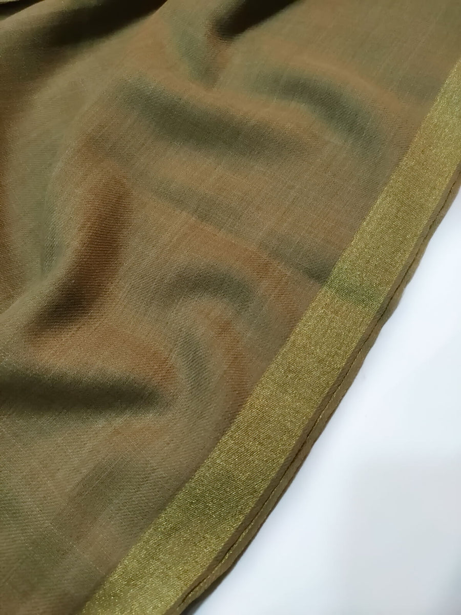 Womens Pashmina Wool Shawl with Banarasi Border RK21068 - FaisalFabrics.pk