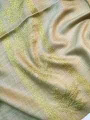 Womens Pashmina Wool Shawl with Banarasi Border RK21074 - FaisalFabrics.pk