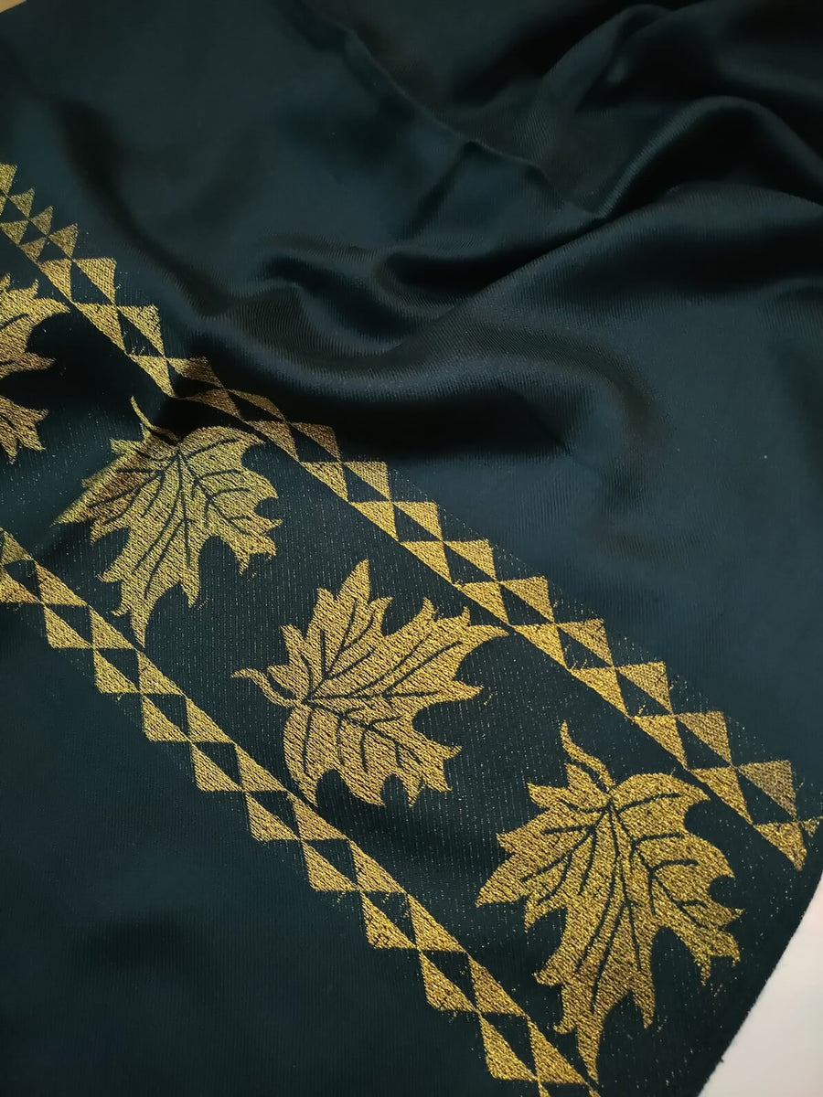 Womens Pashmina Wool Shawl with Banarasi Border RK21077 - FaisalFabrics.pk