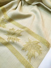 Womens Pashmina Wool Shawl with Banarasi Border RK21079 - FaisalFabrics.pk