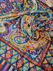 Womens Kashmiri Fine Wool Hand Printed and Embroidered Shawl RK21084 - FaisalFabrics.pk
