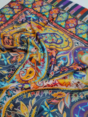 Womens Kashmiri Fine Wool Hand Printed and Embroidered Shawl RK21084 - FaisalFabrics.pk