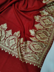 Womens Kashmiri Hand Embroidered Fine Wool Shawl RK21087 - FaisalFabrics.pk