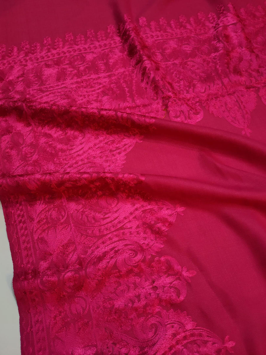 Womens Kashmiri Hand Embroidered Fine Wool Shawl RK21100 - FaisalFabrics.pk