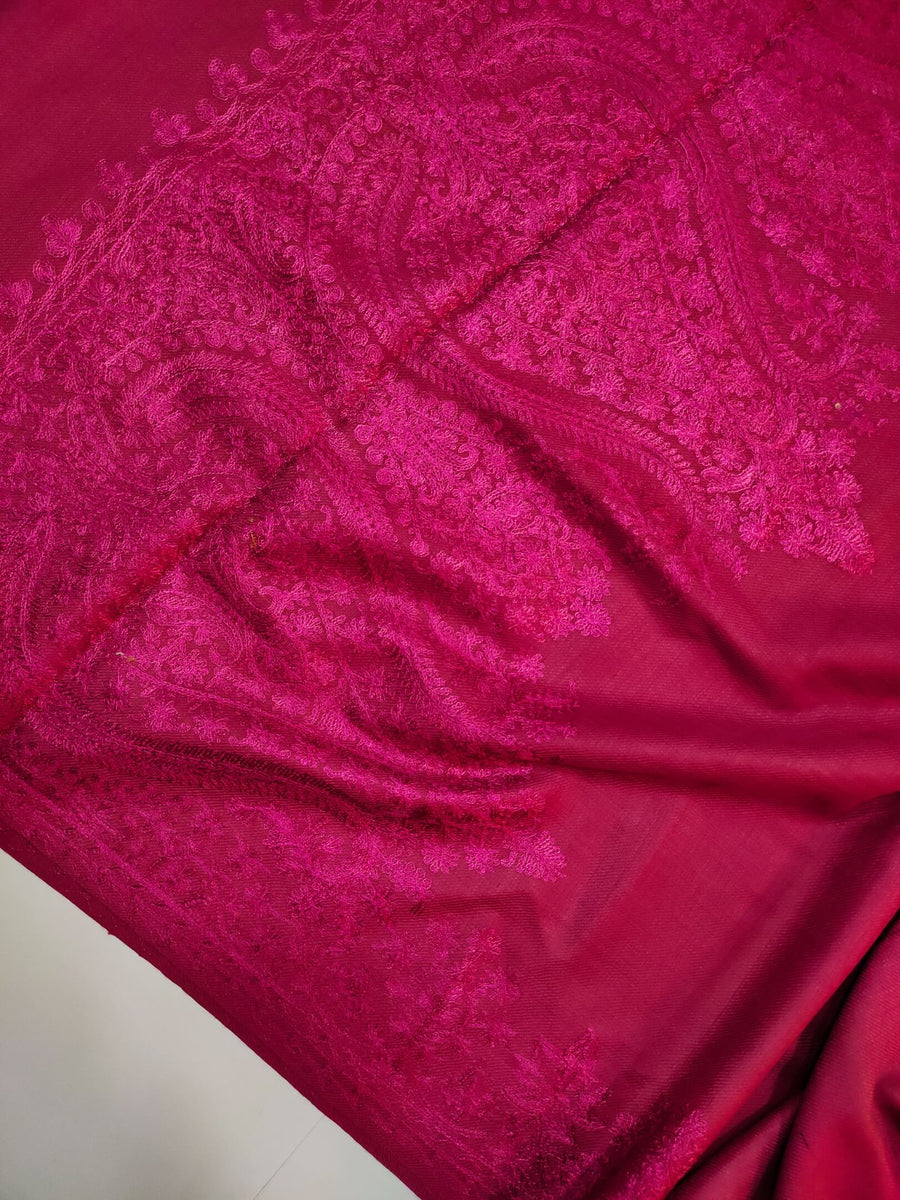 Womens Kashmiri Hand Embroidered Fine Wool Shawl RK21088 - FaisalFabrics.pk