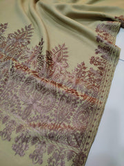 Womens Kashmiri Hand Embroidered Fine Wool Shawl RK21090 - FaisalFabrics.pk