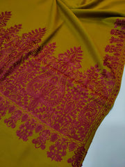 Womens Kashmiri Hand Embroidered Fine Wool Shawl RK21092 - FaisalFabrics.pk