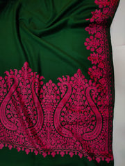 Womens Kashmiri Hand Embroidered Fine Wool Shawl RK21093 - FaisalFabrics.pk