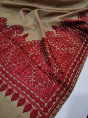 Womens Kashmiri Hand Embroidered Fine Wool Shawl RK21098 - FaisalFabrics.pk