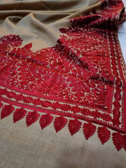Womens Kashmiri Hand Embroidered Fine Wool Shawl RK21098 - FaisalFabrics.pk