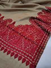 Womens Kashmiri Hand Embroidered Fine Wool Shawl RK21098 - FaisalFabrics.pk