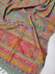 Womens Kashmiri Hand Printed Shawl with Kaani Weave Full Size RK21107 - FaisalFabrics.pk