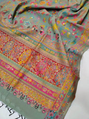 Womens Kashmiri Hand Printed Shawl with Kaani Weave Full Size RK21107 - FaisalFabrics.pk