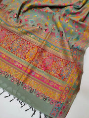 Womens Kashmiri Hand Printed Shawl with Kaani Weave Full Size RK21107 - FaisalFabrics.pk