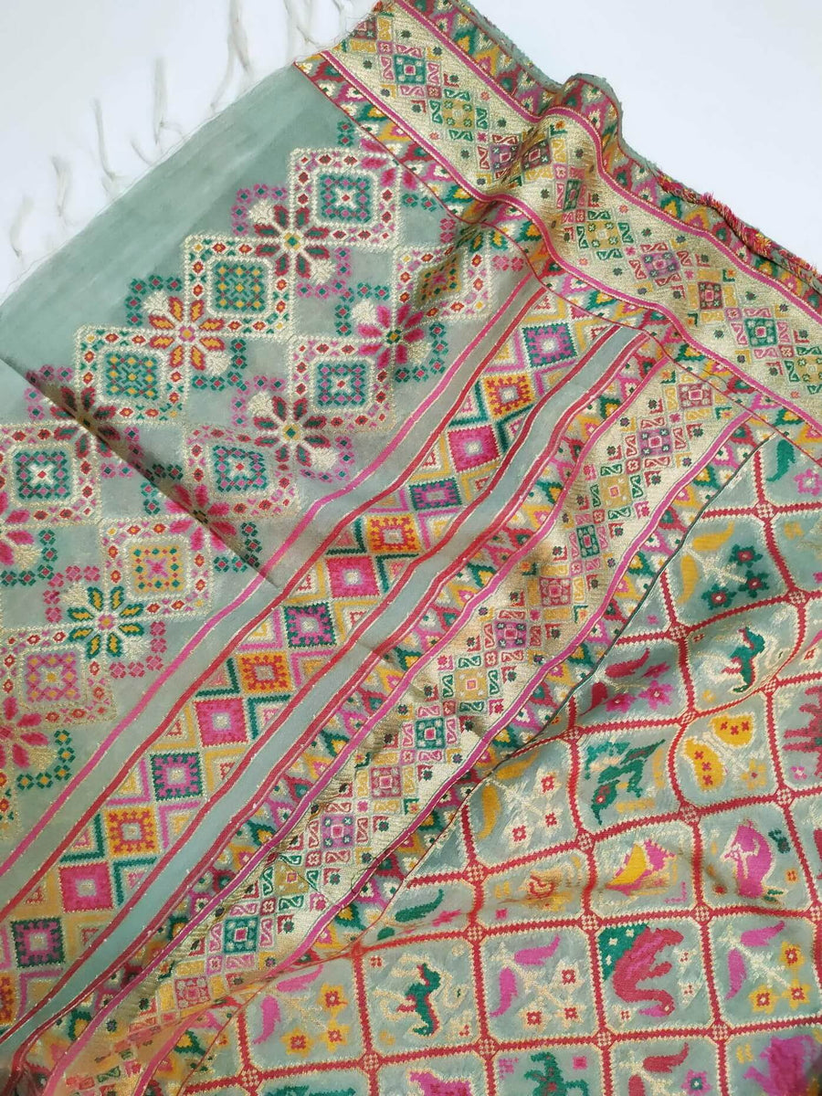 Womens Kashmiri Hand Printed Shawl with Kaani Weave Full Size RK21108 - FaisalFabrics.pk