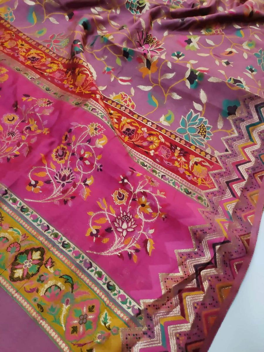 Womens Kashmiri Hand Printed Shawl with Kaani Weave Full Size RK21109 - FaisalFabrics.pk
