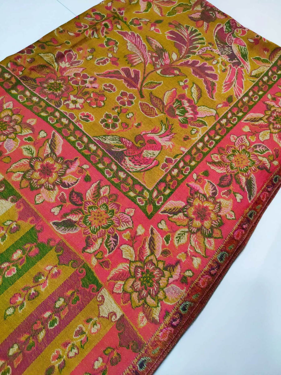 Womens Soft Wool Cashmere Shawl with Kaani Weave Full Size RK21114 - FaisalFabrics.pk