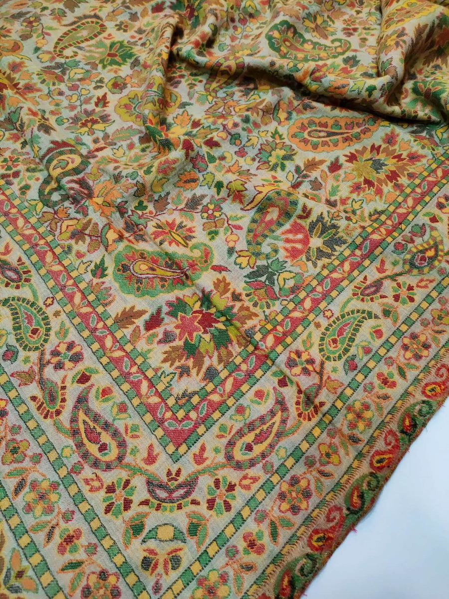 Womens Soft Wool Cashmere Shawl with Kaani Weave Full Size RK21116 - FaisalFabrics.pk