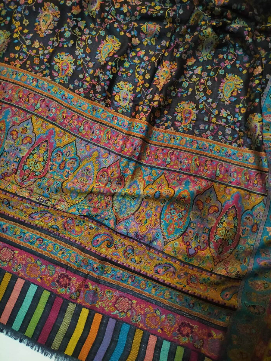 Womens Soft Wool Cashmere Shawl with Kaani Weave Full Size RK21119 - FaisalFabrics.pk