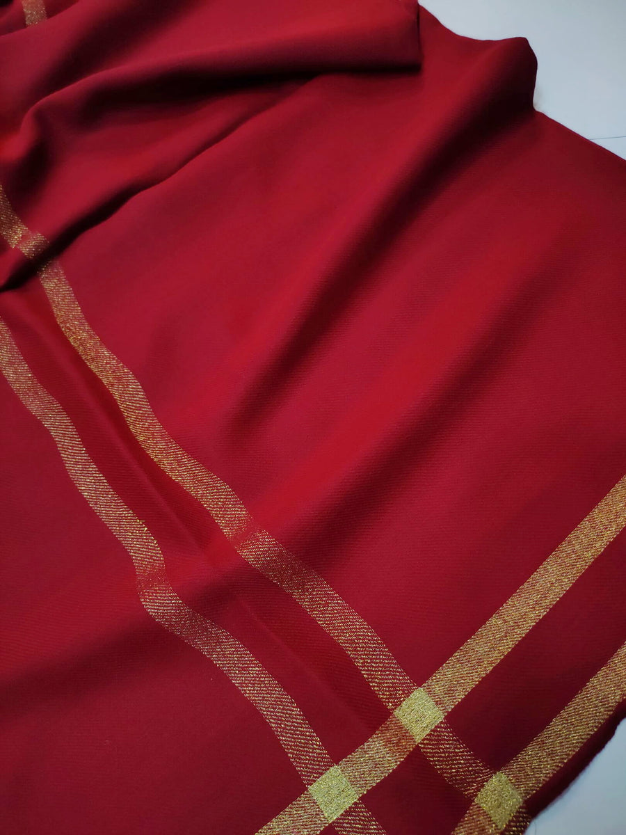 Womens Pashmina Wool Shawl with Banarasi Border RK21126 - FaisalFabrics.pk
