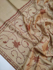 Womens Kashmiri Hand Embroidered Fine Wool Shawl RK21127 - FaisalFabrics.pk