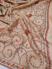 Womens Kashmiri Hand Embroidered Fine Wool Shawl RK21129 - FaisalFabrics.pk