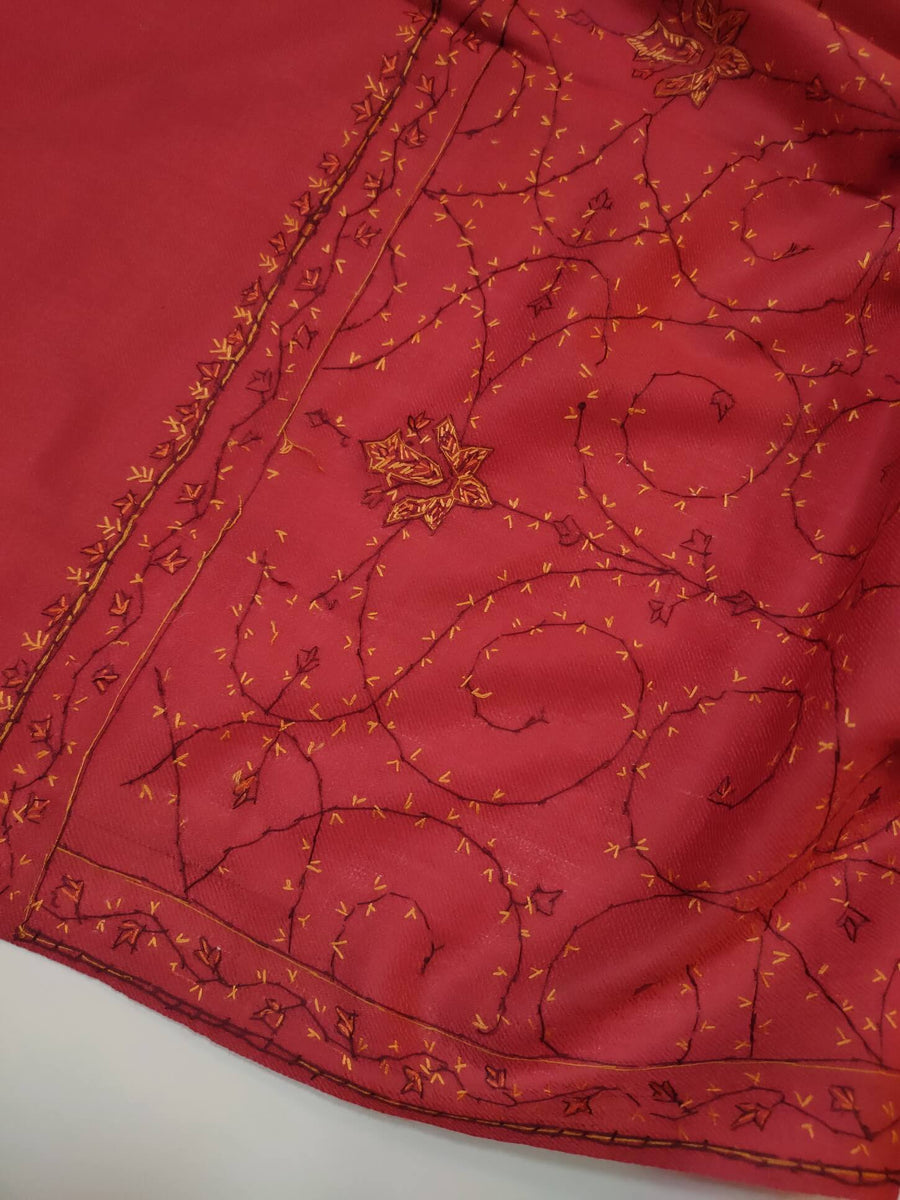 Womens Kashmiri Hand Embroidered Fine Wool Shawl RK21132 - FaisalFabrics.pk