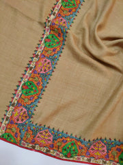Womens Fine Wool Pashmina Hand Printed and Embroidered Shawl RK21137 - FaisalFabrics.pk