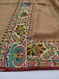 Womens Fine Wool Pashmina Hand Printed and Embroidered Shawl RK21139 - FaisalFabrics.pk