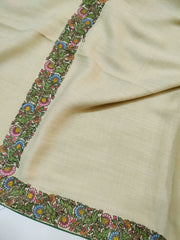 Womens Fine Wool Pashmina Hand Printed and Embroidered Shawl RK21140 - FaisalFabrics.pk