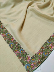 Womens Fine Wool Pashmina Hand Printed and Embroidered Shawl RK21140 - FaisalFabrics.pk