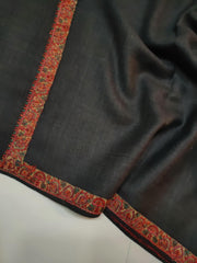 Womens Kashmiri Hand Embroidered Shawl, Border Design Work RK21141 - FaisalFabrics.pk