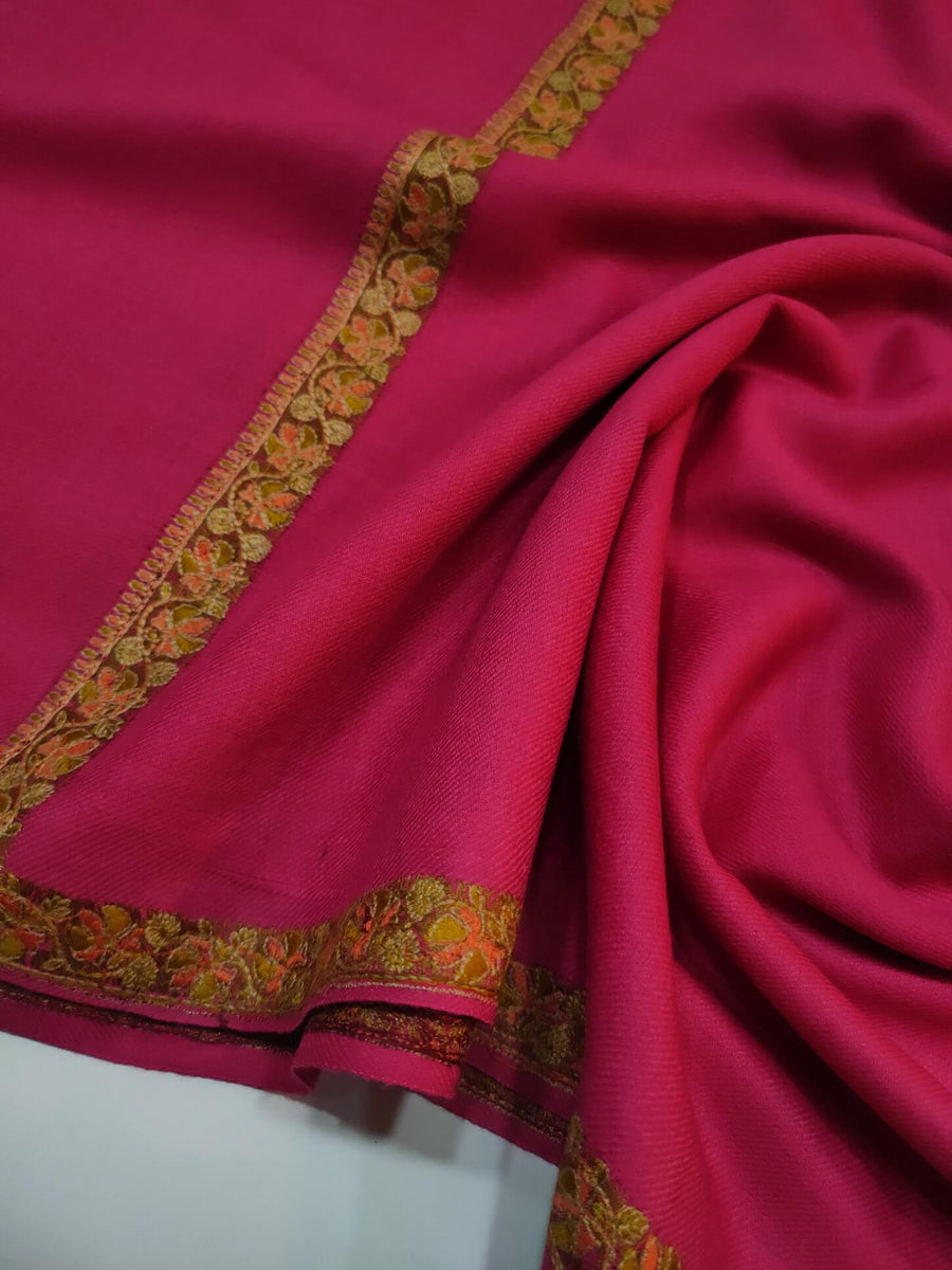 Womens Kashmiri Hand Embroidered Shawl, Border Design Work RK21143 - FaisalFabrics.pk