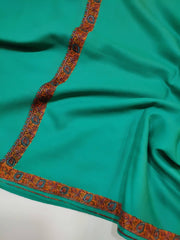 Womens Kashmiri Hand Embroidered Shawl, Border Design Work RK21147 - FaisalFabrics.pk