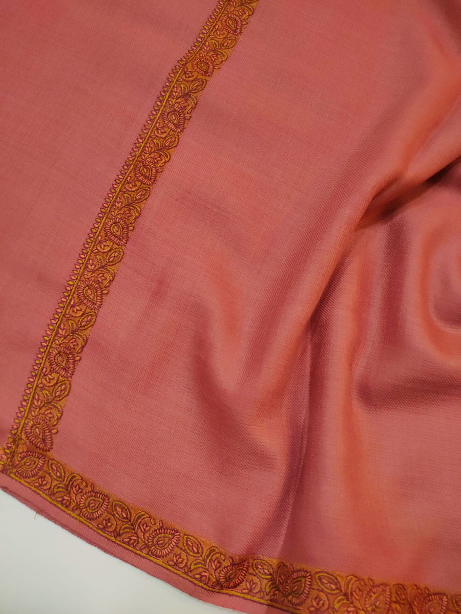 Womens Kashmiri Hand Embroidered Shawl, Border Design Work RK21149 - FaisalFabrics.pk