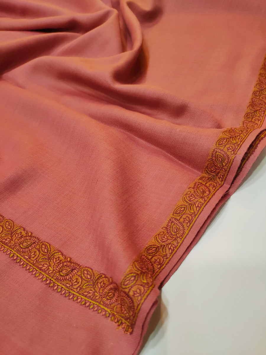 Womens Kashmiri Hand Embroidered Shawl, Border Design Work RK21149 - FaisalFabrics.pk